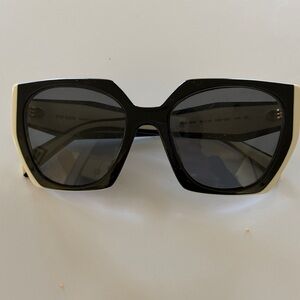Prada Two-Tone Black and Cream Square Sunglasses